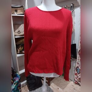Liz Claiborne  LARGE , red , long sleeved, sweater